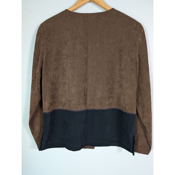 Vintage On The Verge Brown Black Jacket Blazer Size 14 - Picture 2 of 4